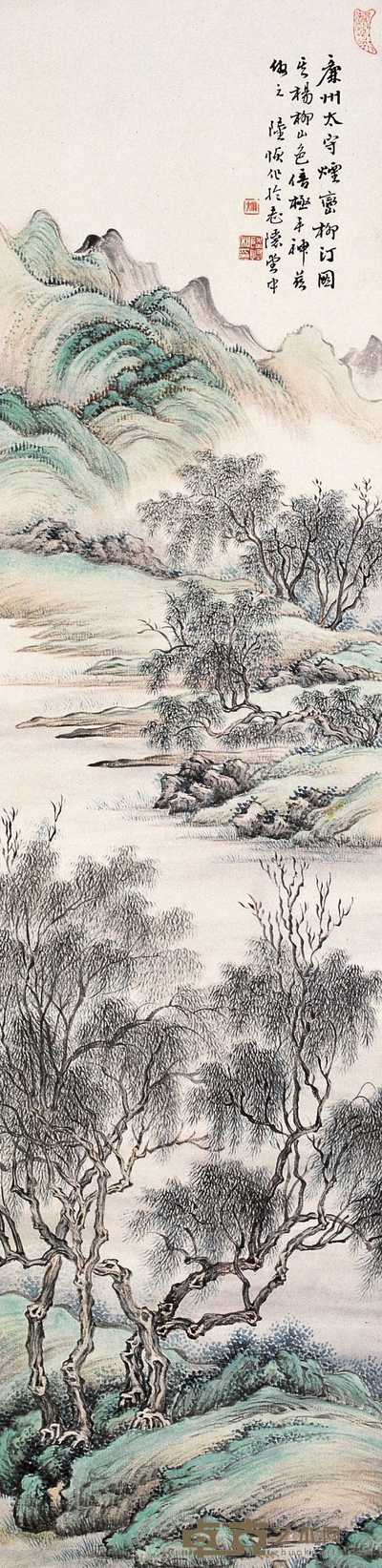 陆恢 山水 立轴 132×33cm